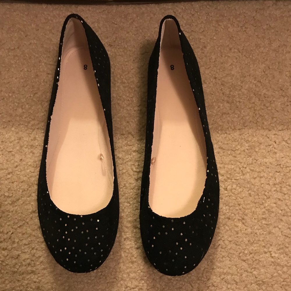 Black rhinestone flats